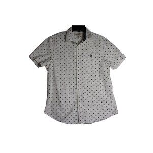 Original Penguin Top Hat Mustache Retro Short Sleeve Button Down Shirt Mens Medi